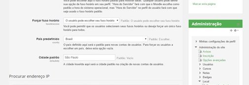 fuso horário do moodle